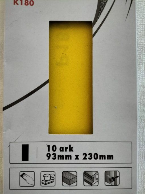 Lot 10 feuilles bandes abrasives rectangle grain 180