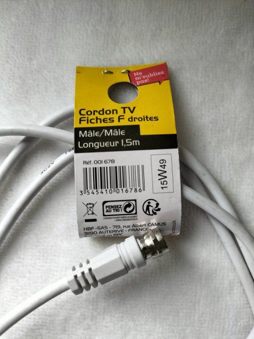 Cable fiche F male / male